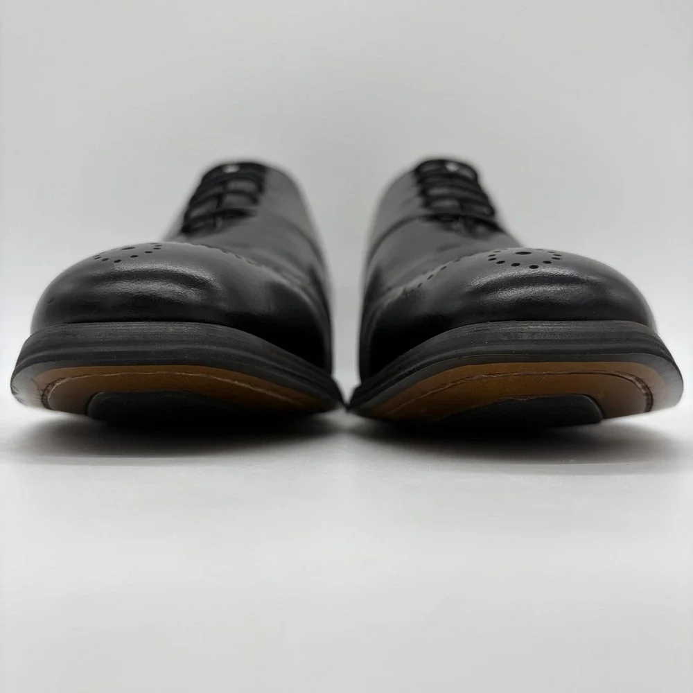 Vintage Foundry Co Mens 9.5 Oxford Wingtip Dress Shoes Black Leather Lace Up EUC